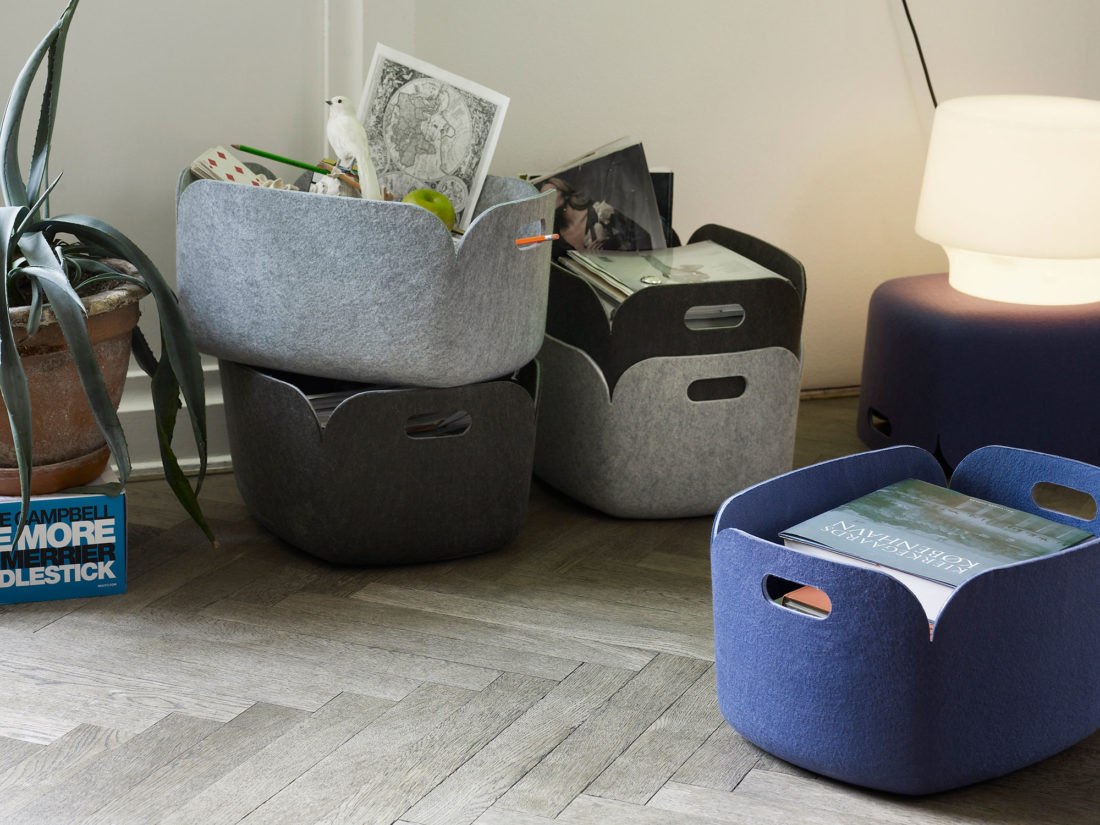 RESTORE Basket 48x35 cm, Black Melange