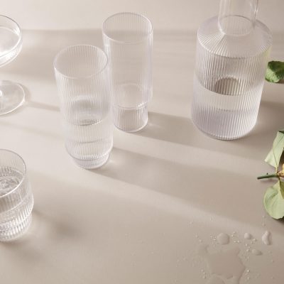 RIPPLE Long Drink Glass set of 4, Clear