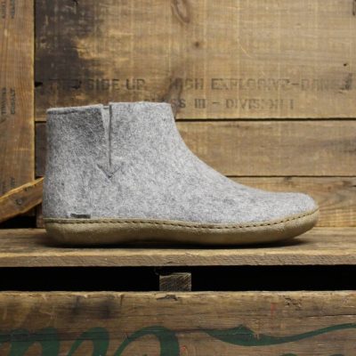 SLIPPERS Boot, Leather Sole, Grey
