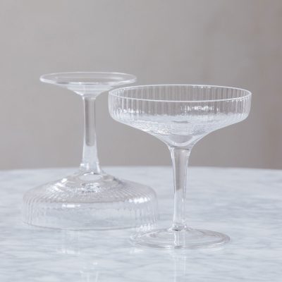 RIPPLE Champagne Glass set of 2, Clear