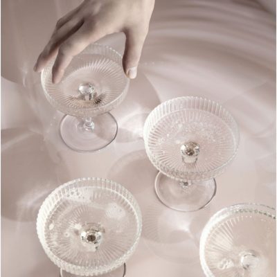 RIPPLE Champagne Glass set of 2, Clear