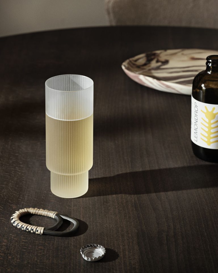 RIPPLE Long Drink Glass set of 4, Frosted