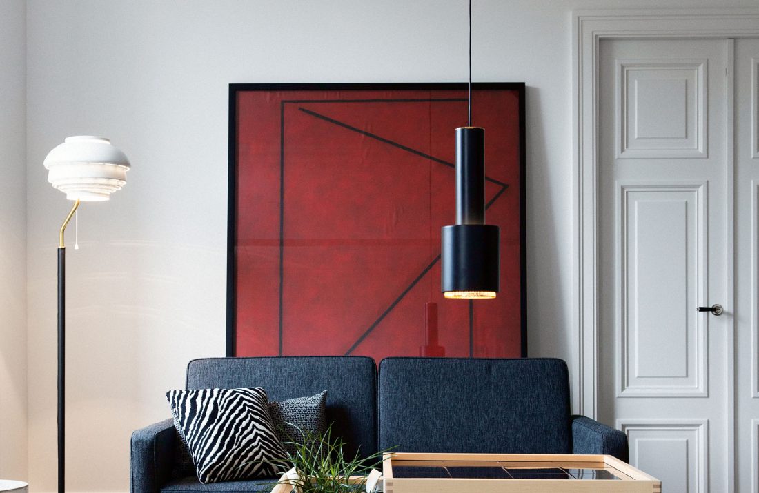 Pendant Light A110 "Hand Grenade", Black/Brass