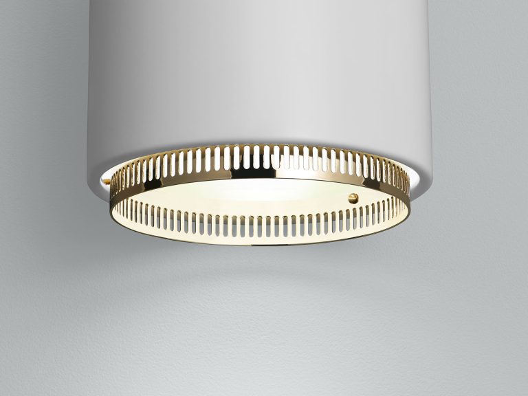 Pendant Light A110 "Hand Grenade", White/Brass
