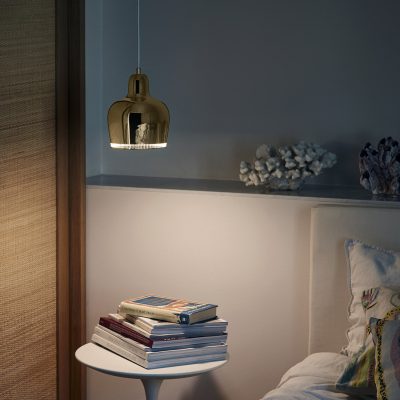 Pendant Light A330S "Golden Bell", Brass/White