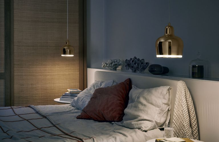Pendant Light A330S "Golden Bell", Brass/White