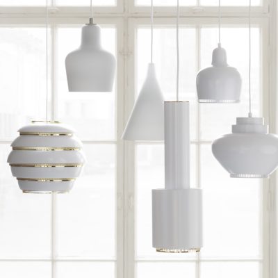 Pendant Light A331 “Beehive“, White/Brass
