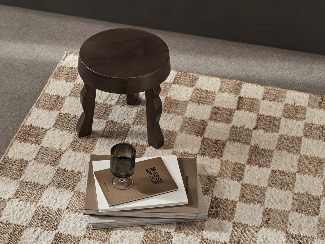CHECK Wool Jute Rug, Off White/Natural