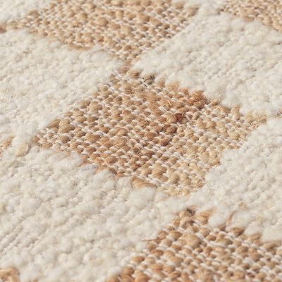CHECK Wool Jute Runner, Off White/Natural