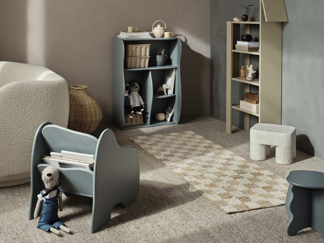 CHECK Wool Jute Runner, Off White/Natural