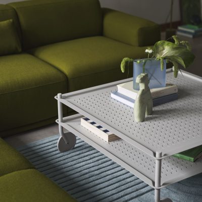 RIDGE Vase H35, Light Blue Frosted Glass