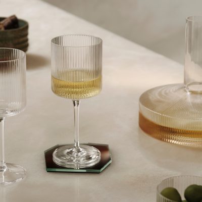 RIPPLE White Wine Glasses set of 2, Smoked Grey