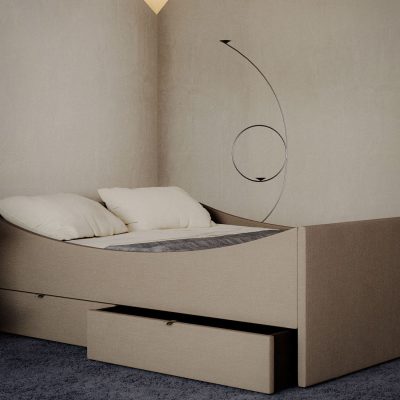 CURVED Bed Frame w. 2 Drawers