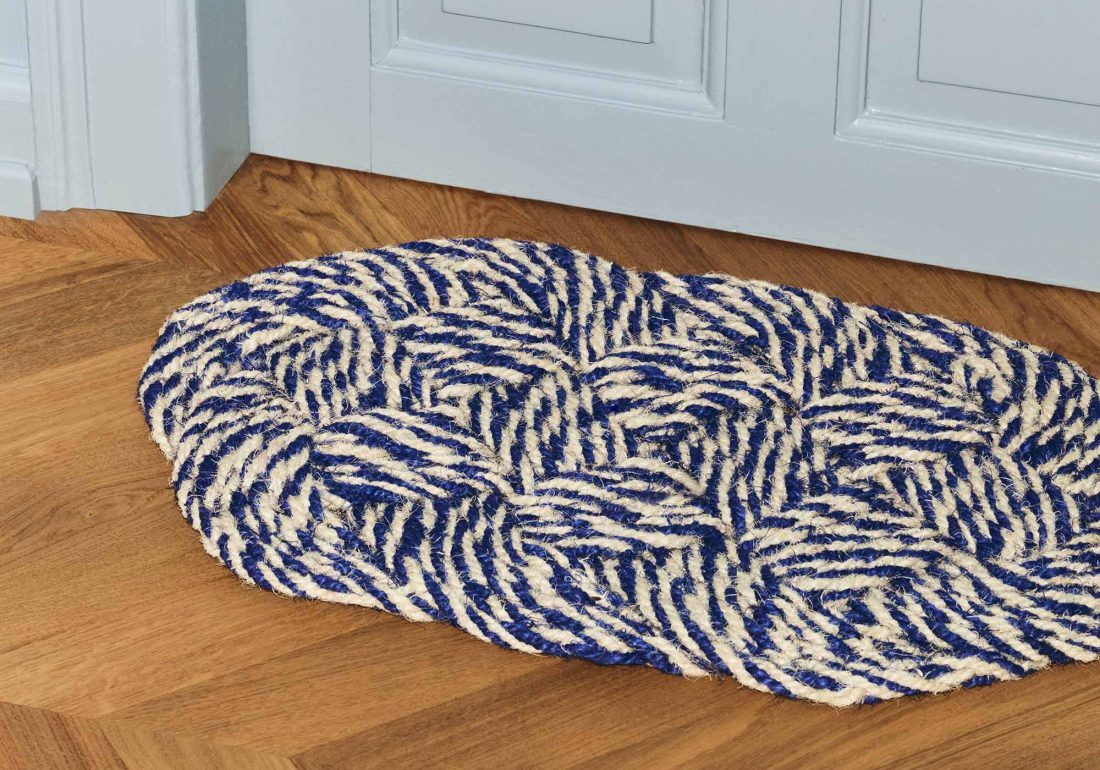 COCO Door Mat Swirl Blue & Off White
