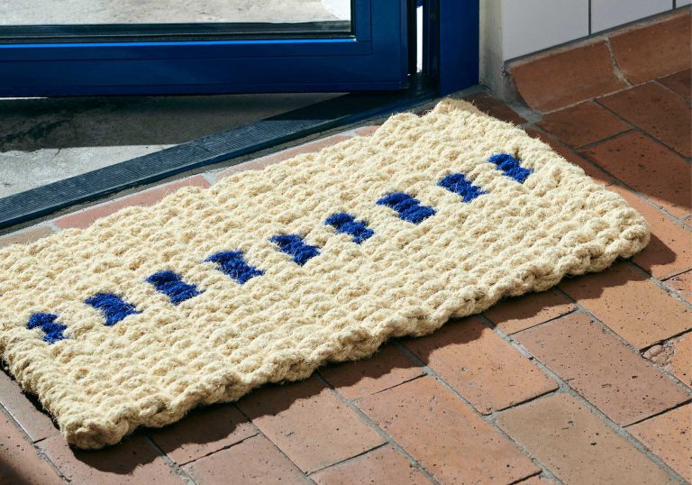 COCO Door Mat Dot White & Blue