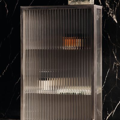 HAZE Wall Cabinet Tall, Reeded Glass