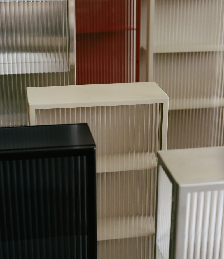 HAZE Wall Cabinet Tall, Reeded Glass