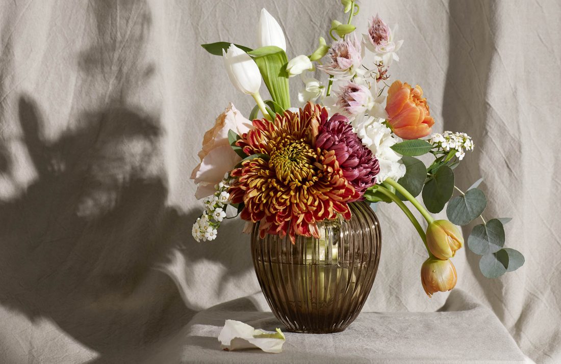 HAMMERSHØI Vase Glass H18.5 Wood, Walnut