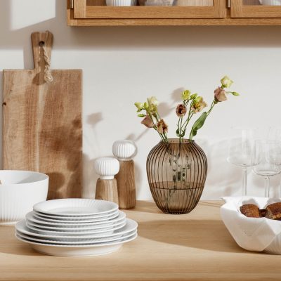 HAMMERSHØI Vase Glass H18.5 Wood, Walnut