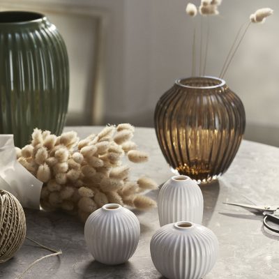 HAMMERSHØI Vase Glass H14 Wood, Walnut