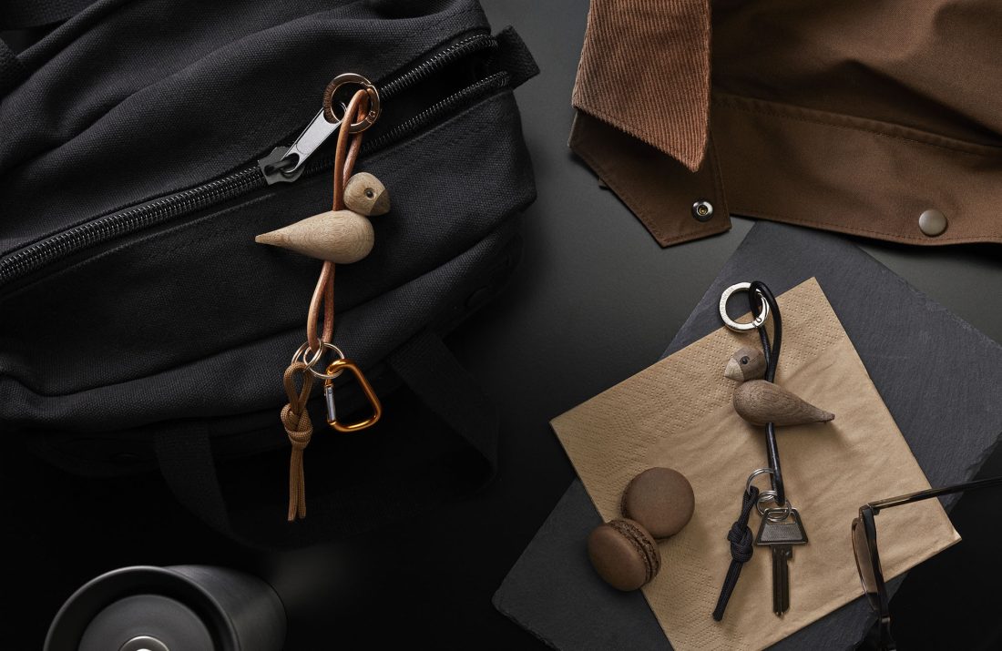 BIRD Keychain w. Natural Leather