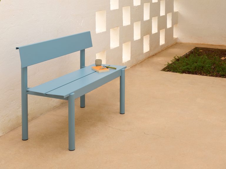 LINEAR Steel Bench w. Backrest, 170cm